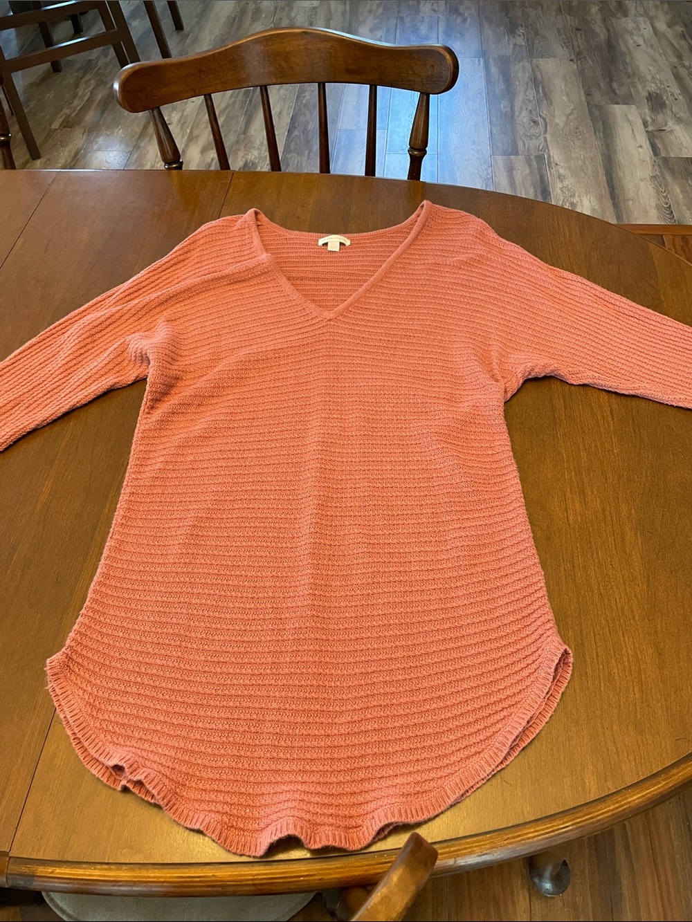 New York & Company Pink Openwork Knit Pullover